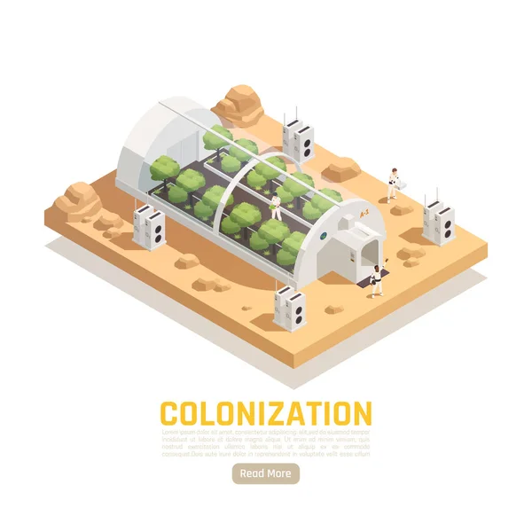 Kolonisatie Hothouse Isometrische achtergrond — Stockvector