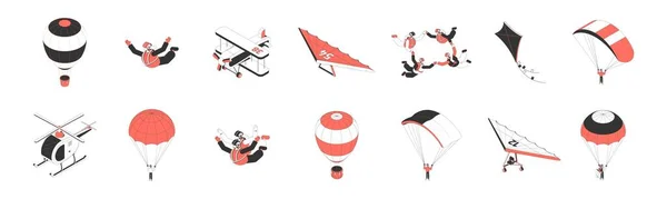 Ensemble d'icônes isométriques du tourisme aérien — Image vectorielle