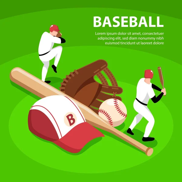 Honkbal Isometrische illustratie — Stockvector