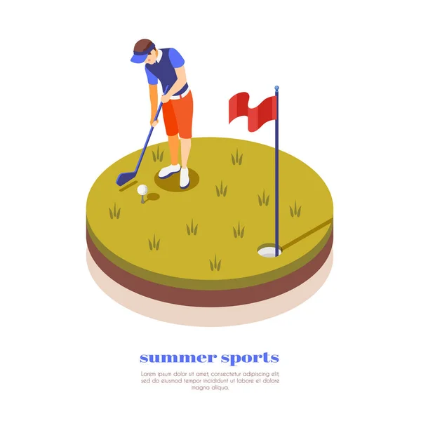 Golf Isometric Composition — Stock Vector