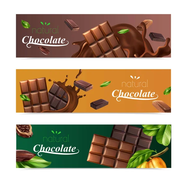 Banners horizontais de chocolate — Vetor de Stock