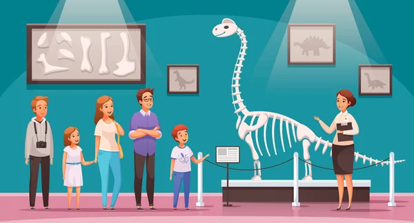 Cartoon Dinosaurussen Tentoonstelling Samenstelling — Stockvector