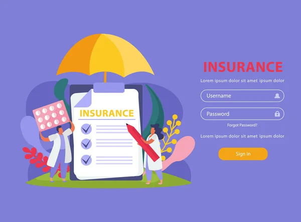 Sitio web de seguro médico — Vector de stock