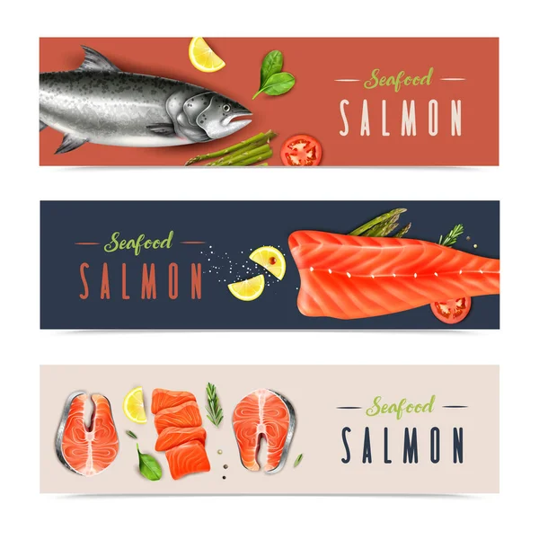 Seafood Horizontal Banners — Stock Vector