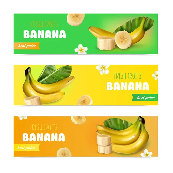Banana Banners Horisontal - Stok Vektor