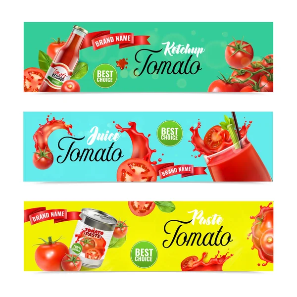 Productos de tomate Set de Banners — Archivo Imágenes Vectoriales