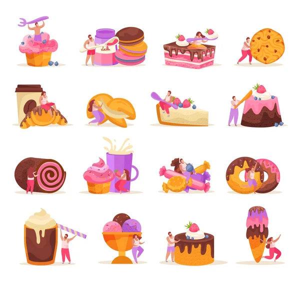 Sweets And People Icons Set — Stock Vector