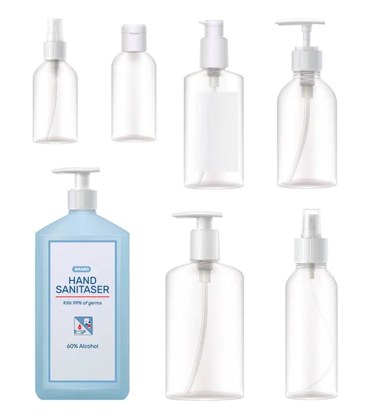 Bottiglie igienizzanti Realistico Set — Vettoriale Stock