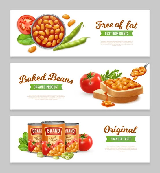 Baked Beans Banners Set — Stock Vector