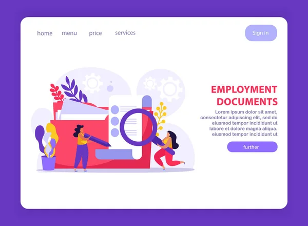 Employment Service Website Composition — Stock Vector