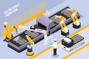 Elektrikli Araç Üretimi Isometric