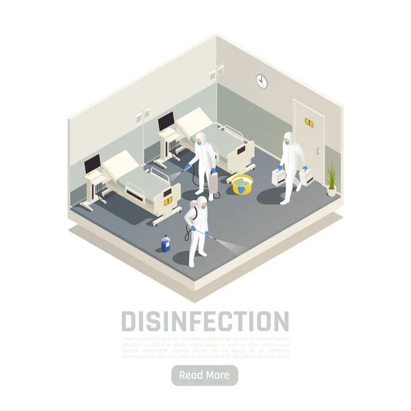 Hospital Disinfection Isometric Background — Stock Vector