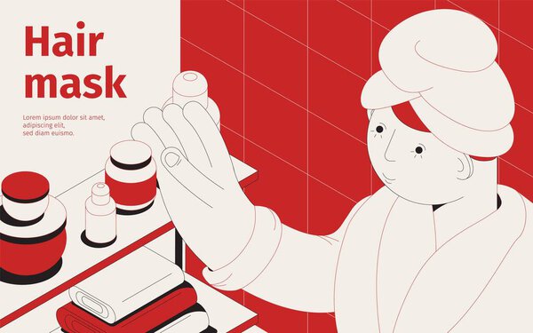 Изометрический фон маски для волос
