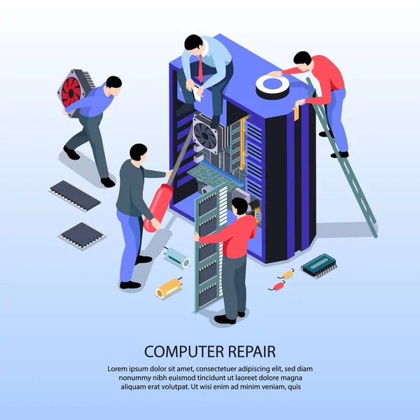 Computer Reparatur Zusammensetzung — Stockvektor