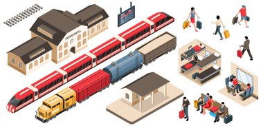 Isometric Tren İstasyonu Seti