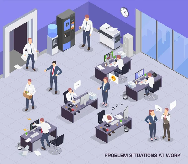 Situaciones problemáticas en el trabajo Composición isométrica — Vector de stock