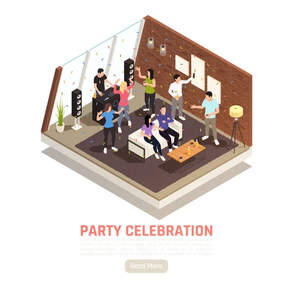 House Party Isometric Background — Stock Vector