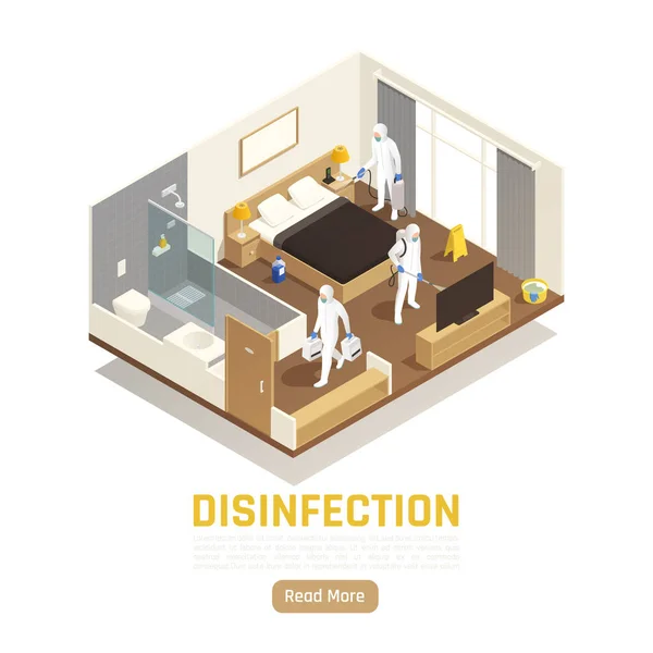 Contexto isométrico del equipo de desinfección — Vector de stock