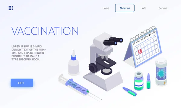 Vacunación Página de aterrizaje isométrica — Vector de stock