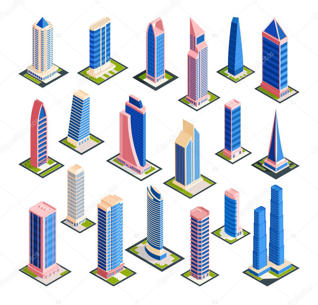 Isometric City Skyscrapers Collection