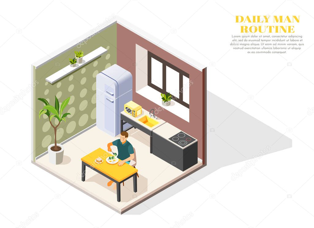 Daily Routine Isometric Composition