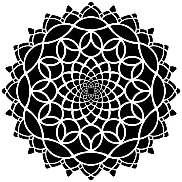 Modello Simmetria Rotonda Bianco Nero Mandala Rosetta — Vettoriale Stock