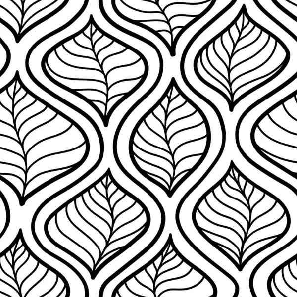 Soyut yapraklar. İnce siyah çizgiler. Botanik karalama sanatı