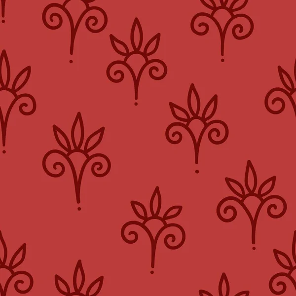 Hladký vzor s jednoduchými elegantními prvky. červený textil — Stockový vektor