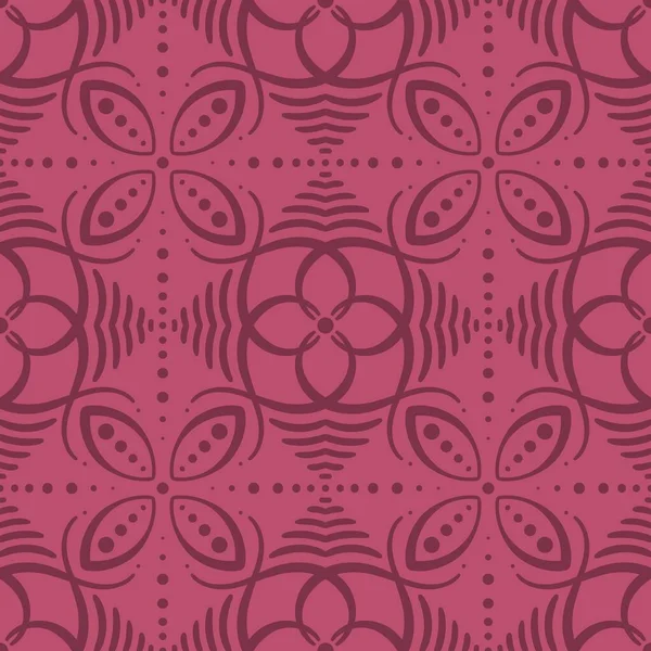 Menekşe ve pembe dantel. Simetrik elementlerle süslenmiş zarif bir süs. Süslü, pürüzsüz desen. tekstil tasarımı