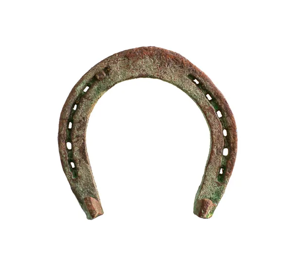 Viejo aislado de herradura oxidado sobre un fondo blanco — Foto de Stock