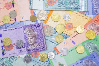 Malaysian ringgit banknotes background
