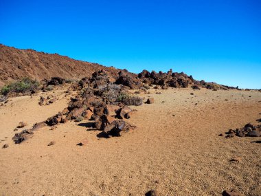 Tenerife 'deki Teide Ulusal Parkı' ndaki çorak arazi.