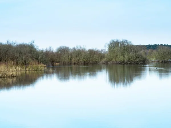 Calm day at Wheldrake Ings Nature Reserve, North Yorkshire, England — Stock Photo, Image