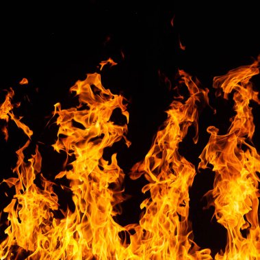 Fire on black background. clipart