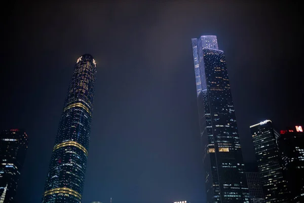 Гуанчжоу Китай Октября 2019 Года Международный Финансовый Центр Гуанчжоу Ночью — стоковое фото
