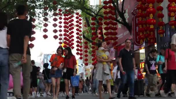 Guangzhou China Octubre 2019 Beijing Calle Comercial Guangzhou Dos Chicas — Vídeos de Stock