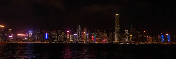 Hongkong Kina November 2019 Panorama Utsikt Över Natten Hong Kong — Stockfoto