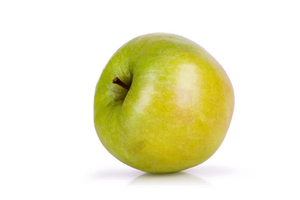 Dojrzałe Zielone Jabłko Leżące Białym Tle — Zdjęcie stockowe