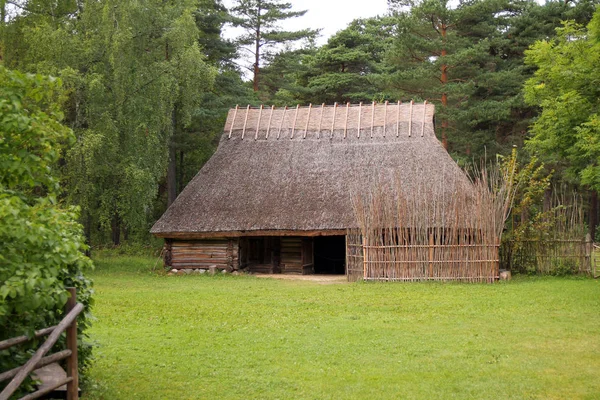 Historické venkovské dřevo pobaltské farmy v Estonsku — Stock fotografie