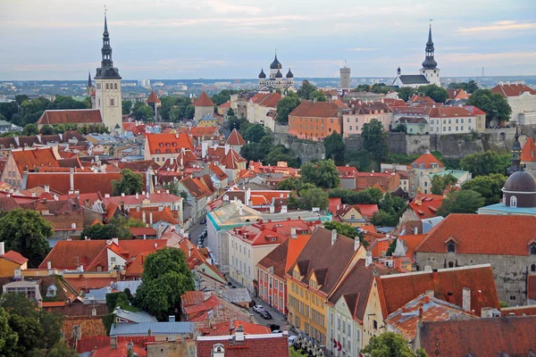 Centro storico medievale Tallinn skyline con case colorate — Foto Stock