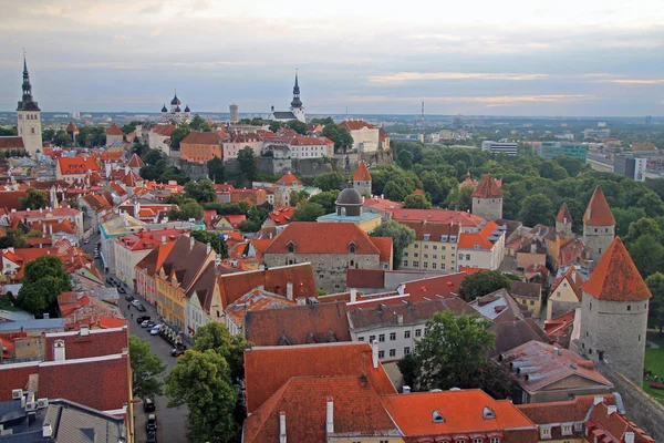 Centro storico medievale Tallinn skyline con case colorate — Foto Stock