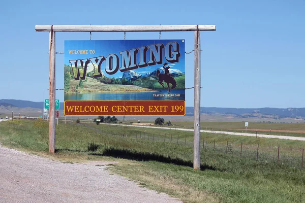 Sinal Boas Vindas Estado Wyoming — Fotografia de Stock