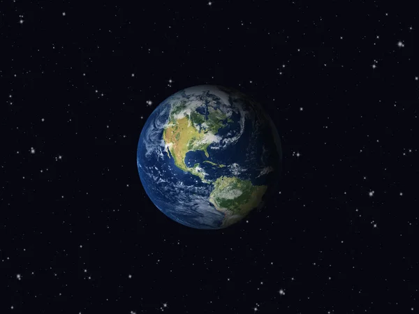 Planeta Terra em um céu estrelado escuro Fotos De Bancos De Imagens