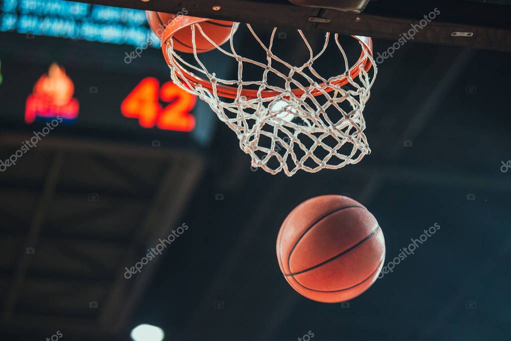 Basketball hoop, basketball scoring in the stadium