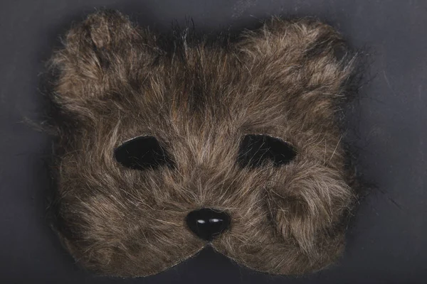 Close-up Bear mask on isolated dark gray background. Carnival party concept. — Stock Photo, Image