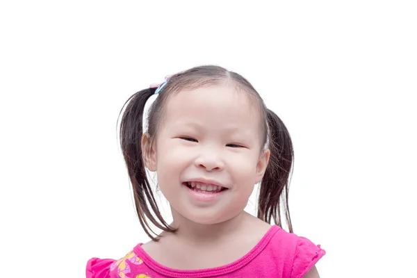 Kleines Mädchen lächelt über weiß — Stockfoto