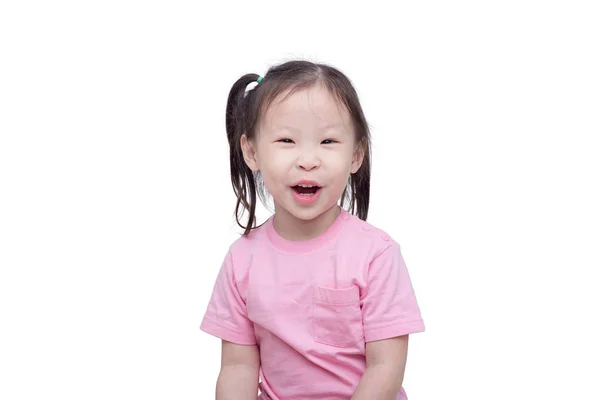 Menina sorrindo sobre fundo branco — Fotografia de Stock