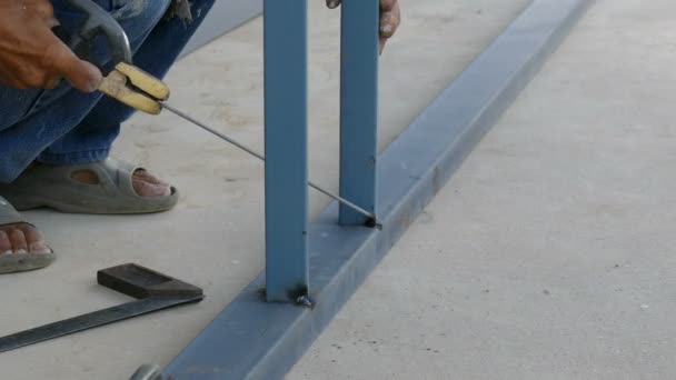 Flashes Sparks Welding Work Construction Site — Stock Video