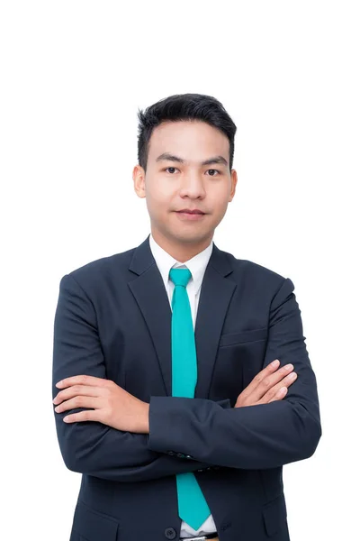 Mladá Asijská Podnikatel Nad Bílým Pozadím — Stock fotografie