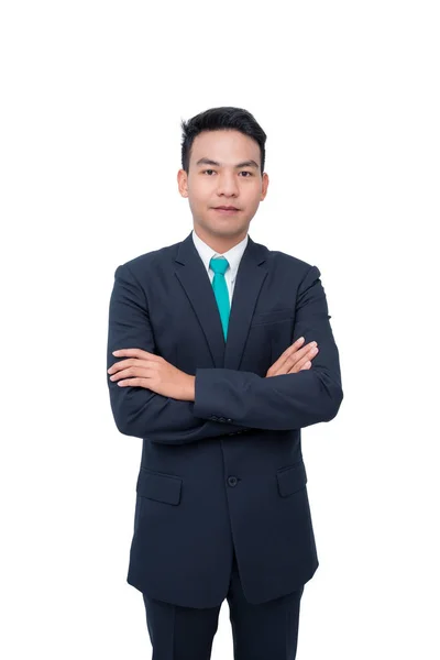 Junge Asiatische Geschäftsmann Über Weißen Hintergrund — Stockfoto